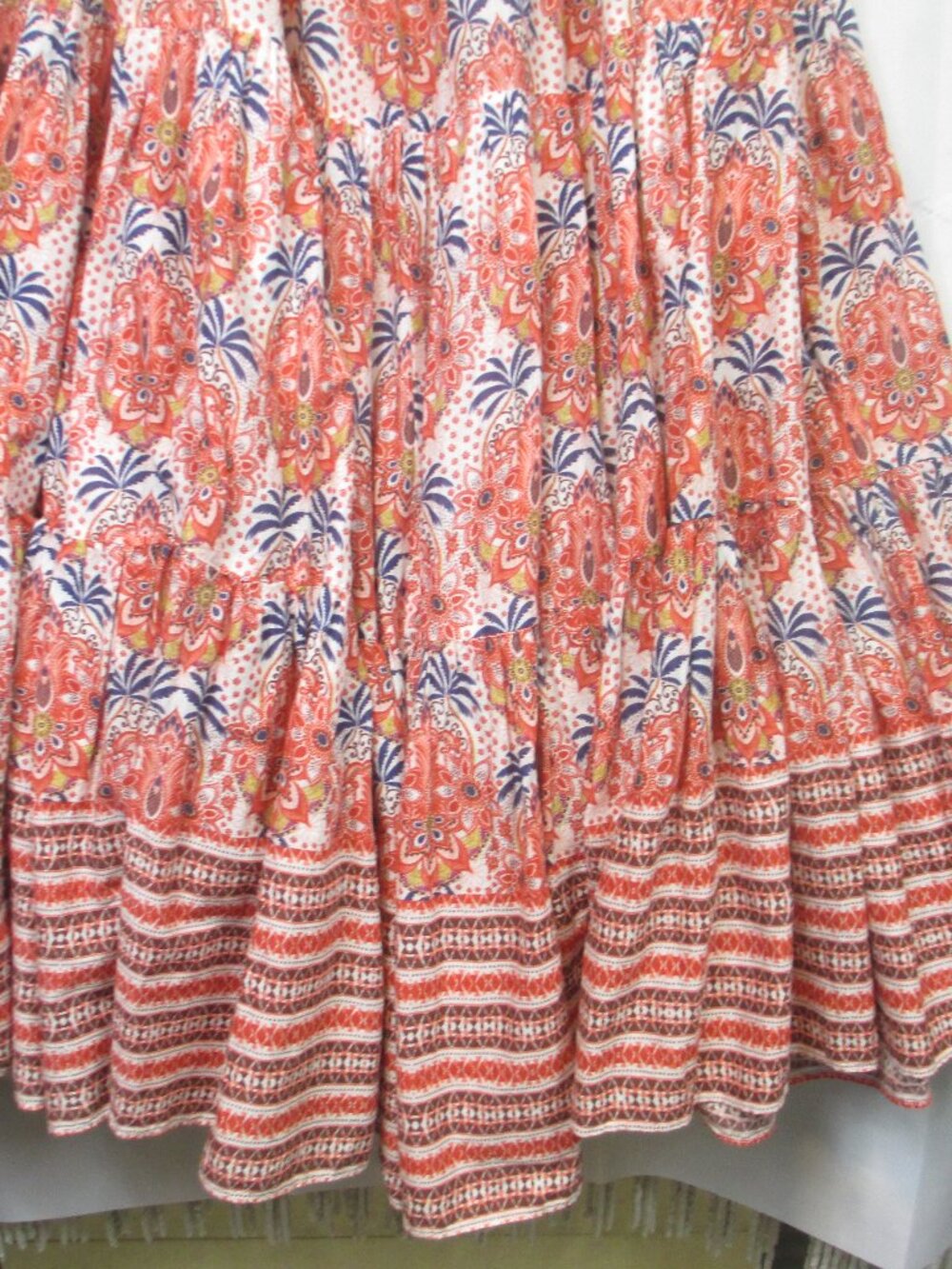 Cara Cara Orange Blue Paisley Sleeveless Maxi Dress with Tassel Tie Boho XS/S - Picture 6 of 10